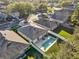Aerial view of the house, highlighting its location and backyard pool at 211 Lynn St, Oviedo, FL 32765