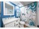 Charming bathroom with a nautical themed shower curtain at 5433 Lake Margaret Dr # 193, Orlando, FL 32812