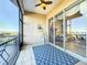 Enjoy the view from this screened patio with seating area at 8737 The Esplanade # 65, Orlando, FL 32836