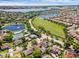 Wide aerial view of community and lake at 10125 Canopy Tree Ct, Orlando, FL 32836