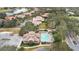 Aerial view of community pool and clubhouse at 25500 Hawks Run Ln, Sorrento, FL 32776