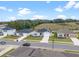 Aerial view of houses on a tree-lined street at 1933 Burgundy Dr, Minneola, FL 34715