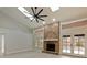 Spacious living area with vaulted ceilings, fireplace, and hardwood floors at 240 Shady Oaks Cir, Lake Mary, FL 32746