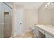 Bathroom with shower, toilet and vanity with storage at 466 W Par St # 466, Orlando, FL 32804