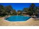 Community pool with clear blue water, surrounded by lounge chairs and lush landscaping on a bright sunny day at 596 Albany Pl, Longwood, FL 32779