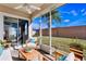 Cozy screened-in patio with comfortable seating overlooking a well-maintained backyard at 10812 Woodchase Cir, Orlando, FL 32836