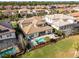 Aerial view showcasing home with pool and lush landscaping at 10875 Savona Way, Orlando, FL 32827