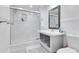 Clean bathroom with walk-in shower, and modern vanity at 20493 Majestic St, Orlando, FL 32833