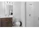 Clean bathroom with shower, toilet and vanity at 8156 Elion St, Orlando, FL 32827