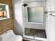 Bathroom with a modern shower, white subway tiles, and herringbone floor tiles at 14421 Parker Rd, Orlando, FL 32832
