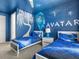Avatar themed bedroom with twin beds and mural at 1808 Sandy Park Trl, Kissimmee, FL 34747