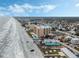 Aerial of beachfront property, showing building and ocean at 421 S Atlantic Ave # 105, New Smyrna Beach, FL 32169