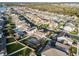 A beautiful home features a private pool and manicured landscaping in a well-planned community, as seen from an aerial view at 14190 Dove Hollow Dr, Orlando, FL 32824