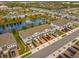 Aerial view of townhouses and community lake at 232 Rustic Loop, Sanford, FL 32771