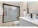 Bathroom with shower/tub combo and white vanity at 2823 Boulder Falls Ct, Apopka, FL 32703