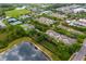 Aerial view of homes, tennis courts, and a lake at 3721 Cleary Way, Orlando, FL 32828