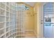 Walk-in shower with glass block wall and multiple shower heads at 5737 Masters Blvd, Orlando, FL 32819