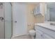 Clean bathroom with shower/tub combo and white vanity at 95 Moonstone Ct, Port Orange, FL 32129