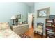 Bedroom with full-size bed and built-in shelving at 962 Canary Lake Ct, Sanford, FL 32773