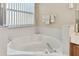 Bathroom with corner bathtub, shower, and double sinks at 193 Aurelia Ct, Kissimmee, FL 34758