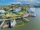 Aerial view of private boat slip, perfect for boat owners at 67 Sabal Cay Court, New Smyrna Beach, FL 32169