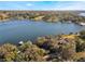 Expansive aerial view of a serene lake, showcasing the surrounding homes and verdant landscape at 1115 Lake Nettie Dr Dr, Eustis, FL 32726
