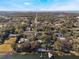 Wide aerial showing neighborhood, lakefront property, and private dock at 1115 Lake Nettie Dr Dr, Eustis, FL 32726