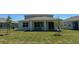 This home features a covered back porch, sliding glass doors and manicured lawn at 5425 Log Grove Ln, Orlando, FL 32829