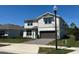 View of the home with two-car garage, landscaping, and modern design on a sunny day at 5425 Log Grove Ln, Orlando, FL 32829