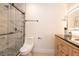 Modern bathroom with walk-in shower and updated vanity at 2932 Carriage Dr, Daytona Beach, FL 32119
