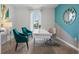 Home office with teal accent wall, desk, and two teal chairs at 316 Corso Loop, Winter Haven, FL 33884