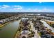 Aerial view of lakefront homes in a tranquil, Gathering-friendly community at 7836 Crosswinds Way, Mount Dora, FL 32757