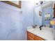 Powder room with a single vanity and light blue walls at 8773 Silk Bay Pl, Orlando, FL 32827