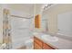 Bathroom with tub, shower, and wood vanity at 926 Palm Oak Dr, Apopka, FL 32712