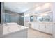 Elegant bathroom with quartz countertop and large shower at 13370 Alderley Dr, Orlando, FL 32832