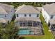 Aerial view of home with private pool and screened enclosure at 1555 Palmero Way, Davenport, FL 33896