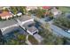 Aerial view of house with pool and garage, in a residential neighborhood at 7400 Soiree Way, Reunion, FL 34747