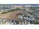 Aerial view showing a neighborhood with houses and a large empty lot at 1511 Oak Hill Trl, Kissimmee, FL 34747