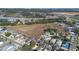 Aerial view of a residential area featuring houses and a large empty field at 1511 Oak Hill Trl, Kissimmee, FL 34747