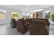 Home theater with brown recliner seating and large projection screen at 9847 Laurel Berry Dr, Orlando, FL 32827