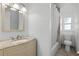 Bathroom with vanity, toilet, and shower/tub combo at 1527 Hernandes Dr, Orlando, FL 32808
