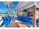 Relaxing pool bar with blue chairs and a TV at 1721 Kona Ln, Davenport, FL 33897