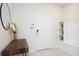 Bright entryway with a wooden console table and built-in bench at 4298 Lana Ave, Davenport, FL 33897