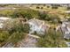 An aerial view showcasing a condo building's exterior and surrounding landscape at 7703 Heritage Crossing Way # 302, Reunion, FL 34747