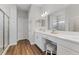 Elegant bathroom with double vanity, large shower, and modern finishes at 3119 Kendal Way, Lakeland, FL 33813