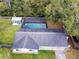 Aerial view showing house, pool, and backyard shed at 318 Satsuma Dr, Sanford, FL 32771