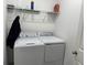Laundry room with washer, dryer, and shelving unit at 3653 Yarian Dr, Haines City, FL 33844
