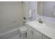 Bathroom with shower, toilet, and white vanity at 497 Oak Haven Dr, Altamonte Springs, FL 32701