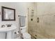 Bathroom with walk-in shower and pedestal sink at 2850 Horton Rd, Kissimmee, FL 34744