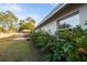 Landscaped backyard with a large hedge and patio at 2855 Cady Way, Winter Park, FL 32792